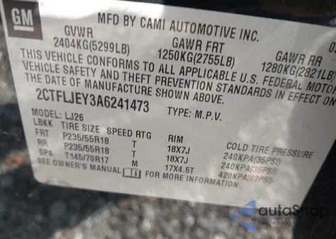 2010 GMC Terrain Slt-2 z USA, uszkodzony, nr VIN 2CTFLJEY3A6241473